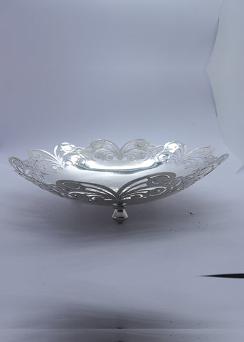Elegant Silver Scrollwork Serving Bowl