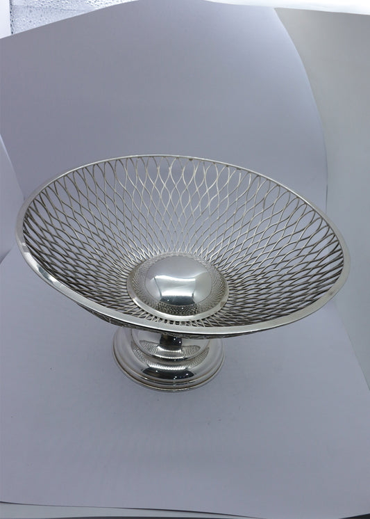Silver Open Mesh Fruit Bowl with Stand