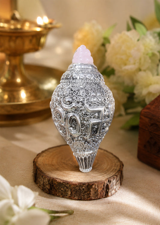 Ornate Silver Shankh Decorative