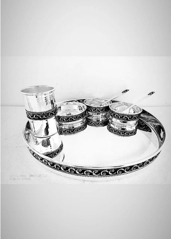 Silver Traditional Serving Tray with Spoons
