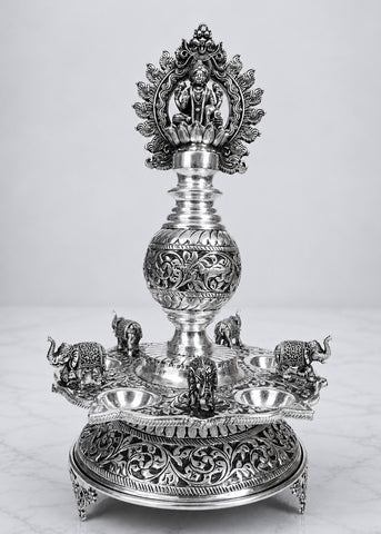 Handcrafted Brass Lakshmi & Ganesha Deepak Stand Set
