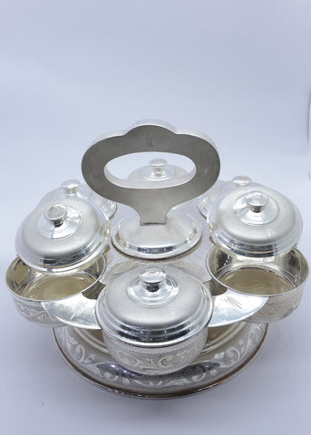 Premium Silver Four Bowl Dry Fruit Serving Set
