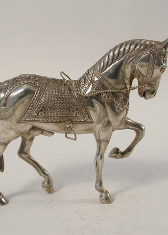 Engraved Silver Horse Equestrian Figurine