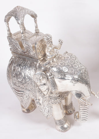 Majestic Silver Elephants with Ornate Canopy