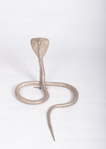 Ornate Silver Cobra Tabletop Figurine