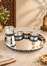 Silver Traditional Serving Tray with Spoons