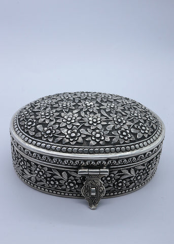 Silver Oval Floral Presentation Box