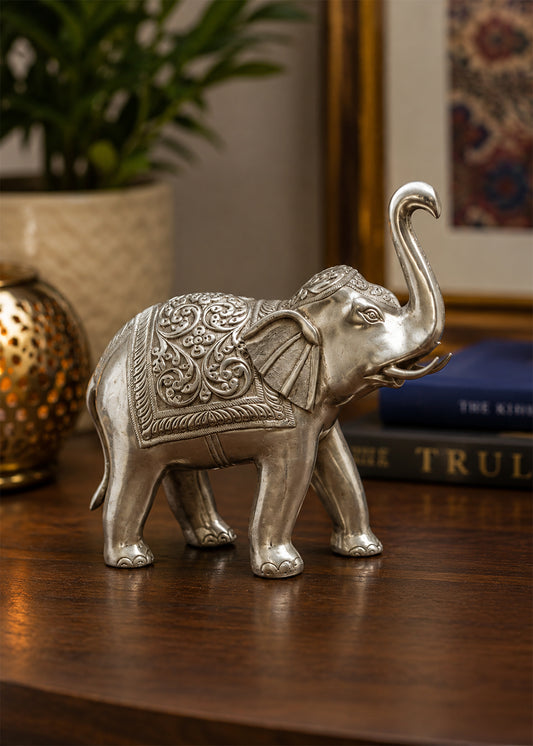 Traditional Silver Elephant Royal Decor
