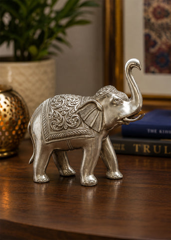 Traditional Silver Elephant Royal Decor