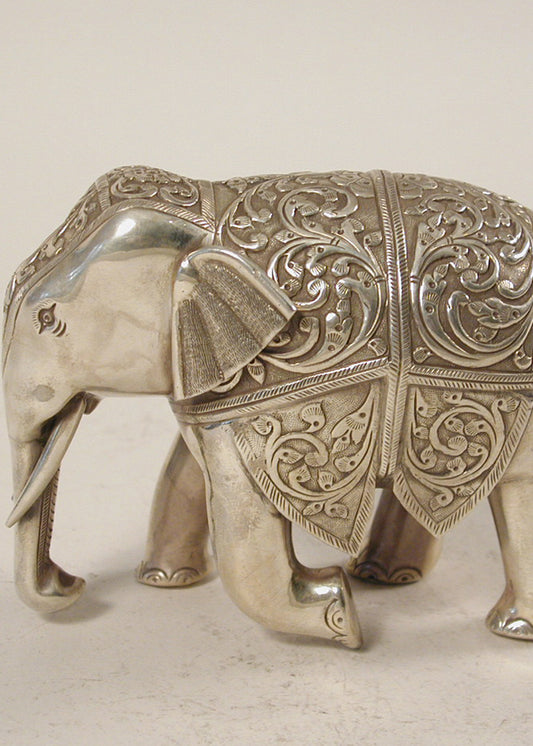 Handcrafted Silver Elephant Tabletop Statue