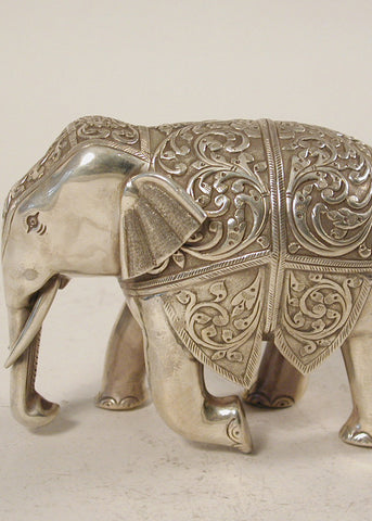 Handcrafted Silver Elephant Tabletop Statue