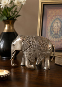 Handcrafted Silver Elephant Tabletop Statue