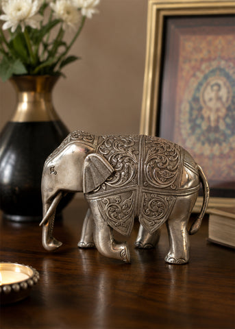 Handcrafted Silver Elephant Tabletop Statue