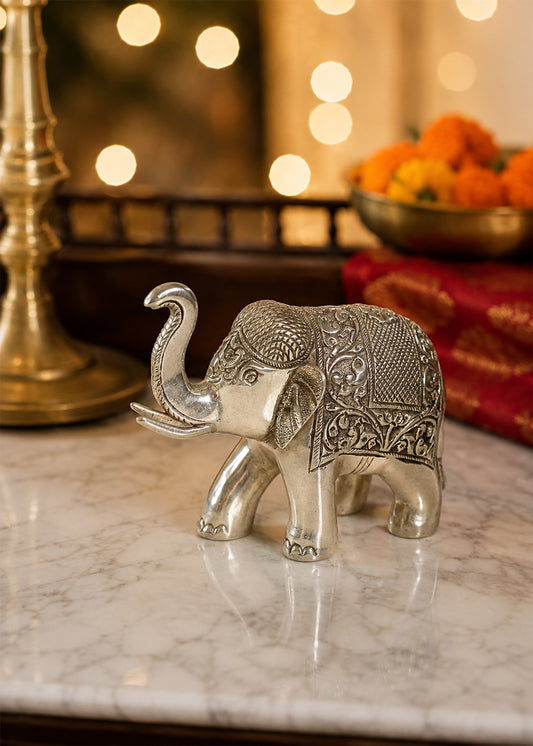 Artisan Silver Elephant Tabletop Decor