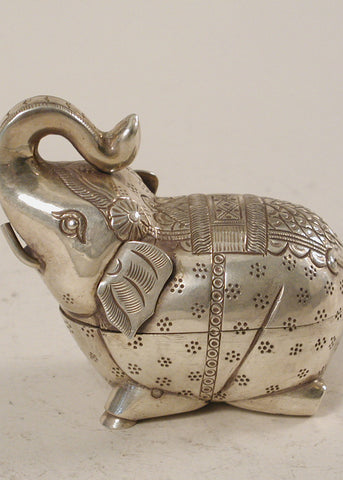 Engraved Silver Elephant Decor Box