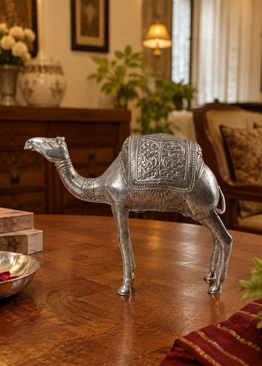 Handcrafted Silver Camel Table Showpiece