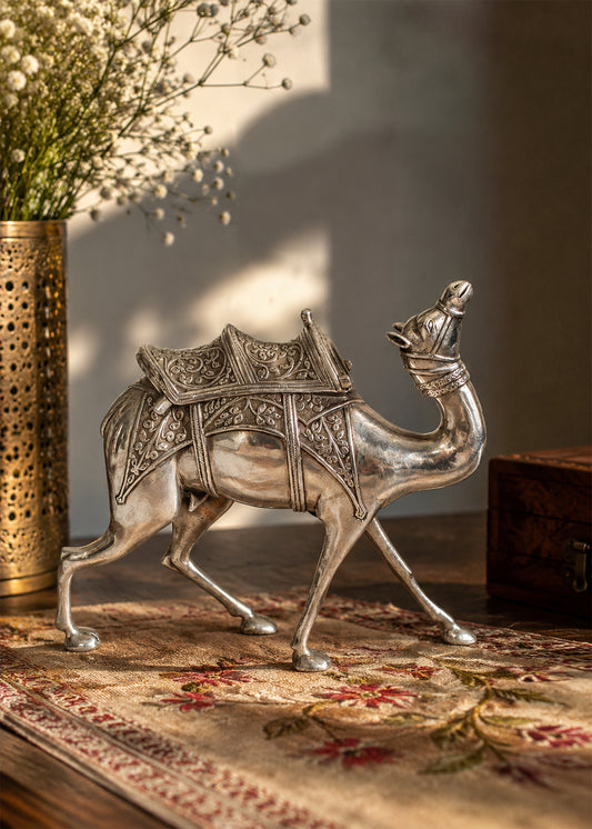 Traditional Silver Camel Luxury Showpiece