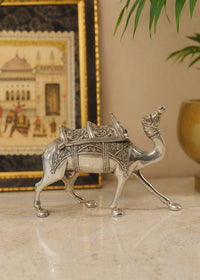 Majestic Silver Camel Decor Figurine