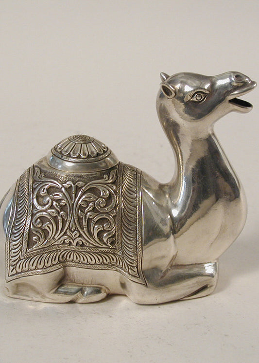 Elegant Silver Camel Tabletop Sculpture
