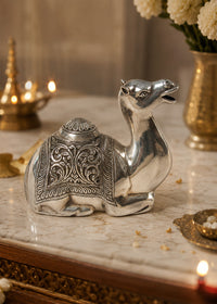 Elegant Silver Camel Tabletop Sculpture