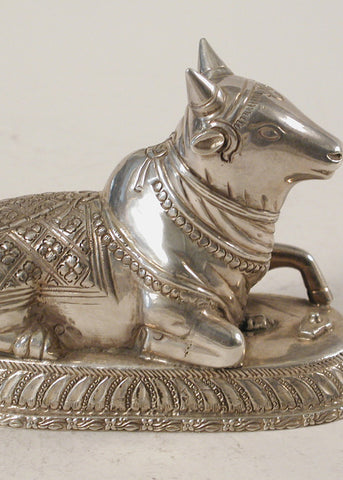 Majestic Silver Nandi Bull Sculpture