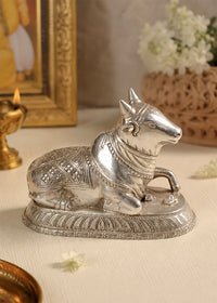 Majestic Silver Nandi Bull Sculpture