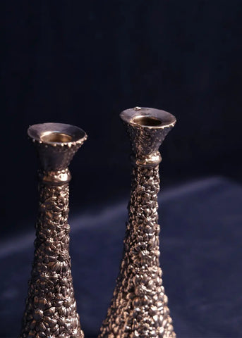 Floral Silver Candle Stand