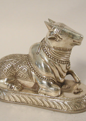 Silver Nandi Bull Decorative Showpiece
