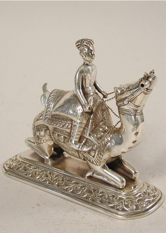 Silver Camel Equestrian Art Showpiece