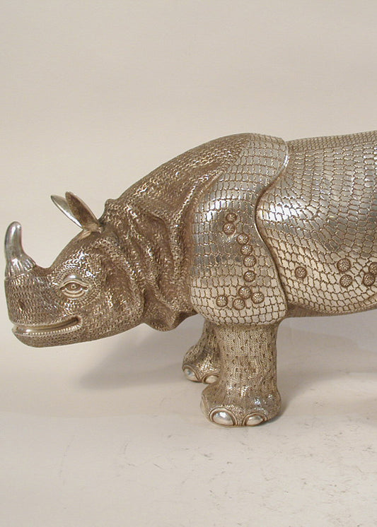 Silver Rhino Traditional Decorative Idol