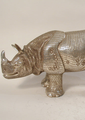 Silver Rhino Traditional Decorative Idol