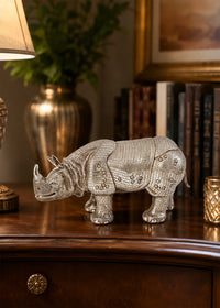 Silver Rhino Traditional Decorative Idol