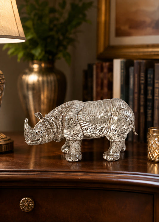 Silver Rhino Traditional Decorative Idol