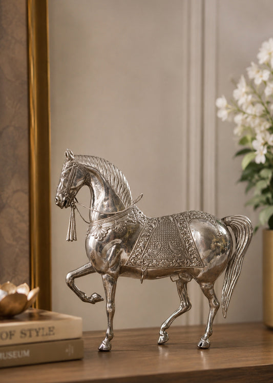Silver Horse Heritage Art Showpiece