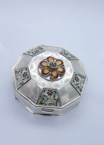 Silver Enamel Floral Celebration Box