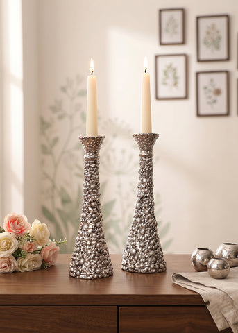Floral Silver Candle Stand