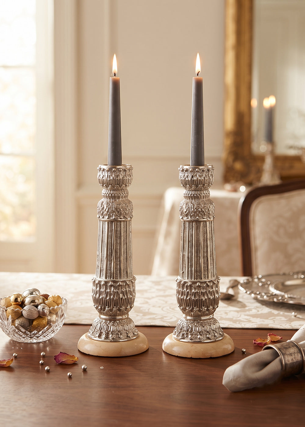 Eternal Flame Silver Candle Stand