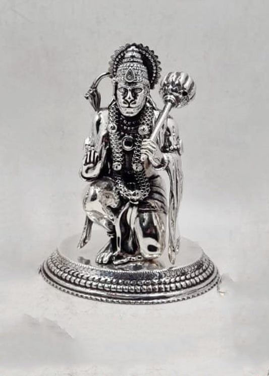 Elegant Silver Hanuman Idol for Pooja