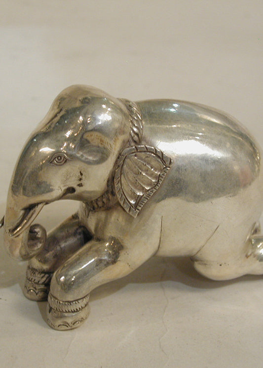 Royal Silver Elephant Decorative Idol