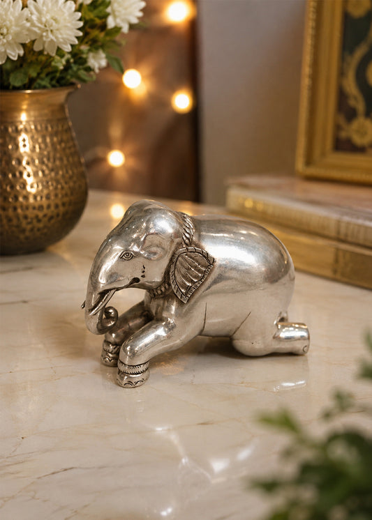 Royal Silver Elephant Decorative Idol