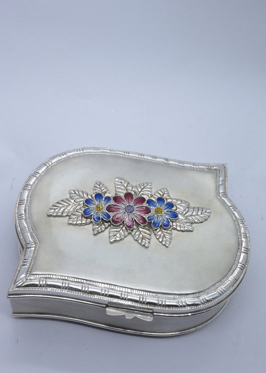 Silver Bloom Floral Dry Fruit Box