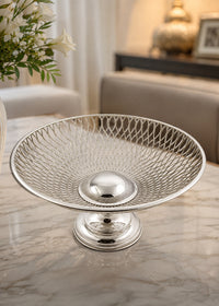 Silver Open Mesh Fruit Bowl with Stand