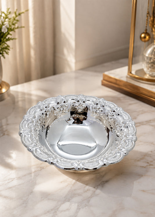 Royal Silver Floral Fruit Bowl