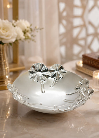 Premium Silver Flower Design Serving Bowl