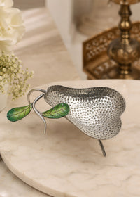 Silver Pear-Shaped Decorative Fruit Bowl