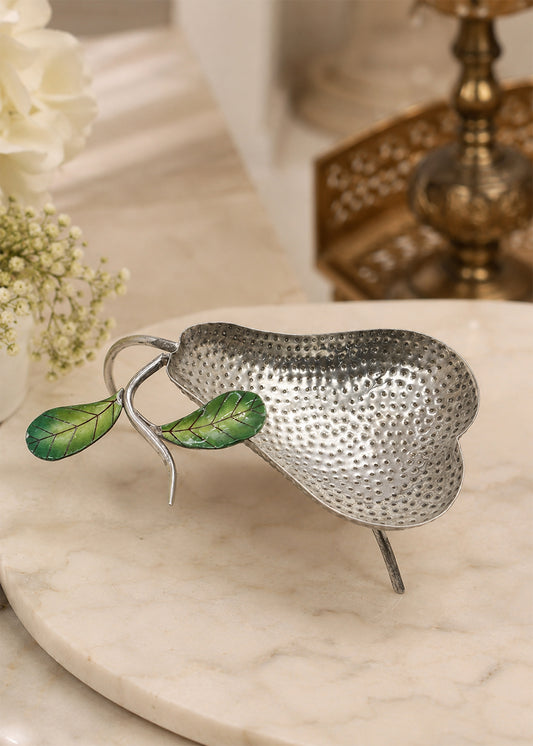 Silver Pear-Shaped Decorative Fruit Bowl