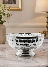 Silver Hammered Pedestal Fruit Bowl
