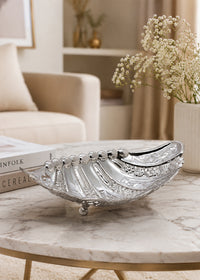 Premium Silver Nature-Inspired Fruit Bowl