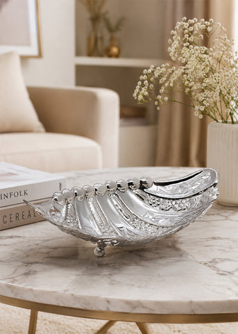 Premium Silver Nature-Inspired Fruit Bowl
