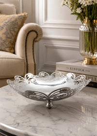 Elegant Silver Scrollwork Serving Bowl